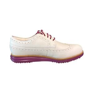 Cole Haan Women’s ZERØGRAND OG Wingtip Oxford Golf Shoes, sz 8.5, White/Fuschia